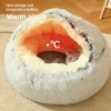 Autumn and Winter soft plush pet bed and pet bed Winter warm and cold plush comforter nest Shell cat nest semi-enclosed cat nest - Image 2