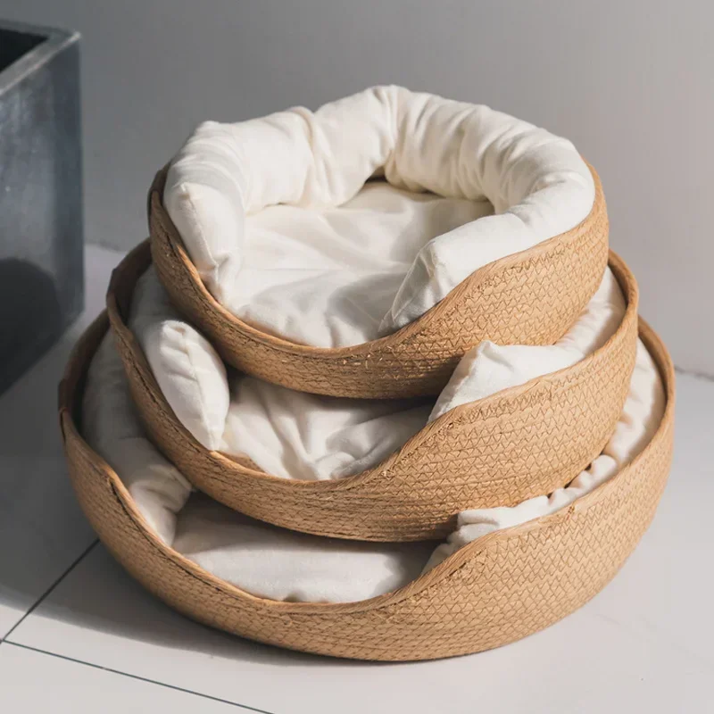 Purr-fect Cat Nest Bed – Bamboo Weave with Removable Cushion - Image 3