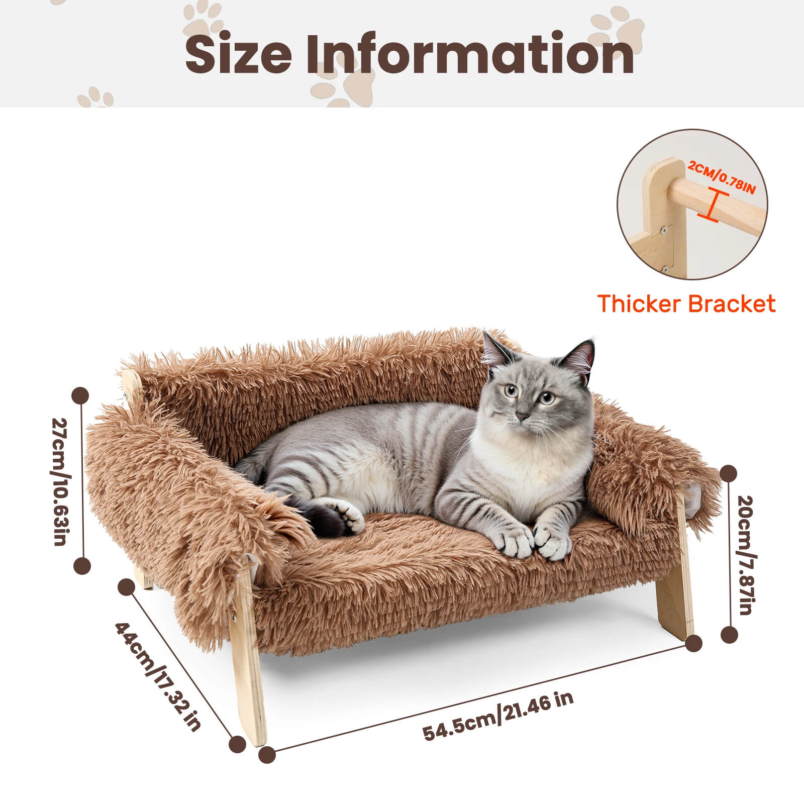 Purr-fect Plush Cat Sofa Bed – Elevated with Cozy, Soft Retreat and Sturdy Wooden Legs - Image 2