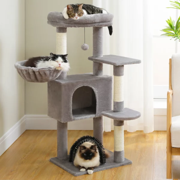 "Elevate Your Cat's Playtime: The Ultimate Adventure Tower with Plush Perch & Cozy Hammock"