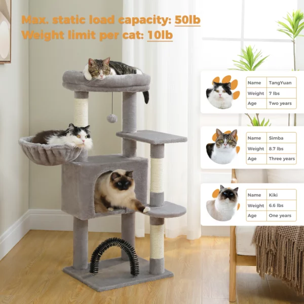 Cat Tree with Toy Cat Tower condo for Indoor Cats Cat House with Padded Plush Perch Cozy Hammock and Sisal Scratching Posts - Image 4