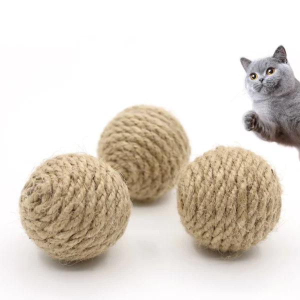 1 Pc Pet Cat Hemp Rope Ball Rolling Interactive Hand-woven Cat Scratching Interactive Ball Sound Ball To Attract Attention Toy - Image 3