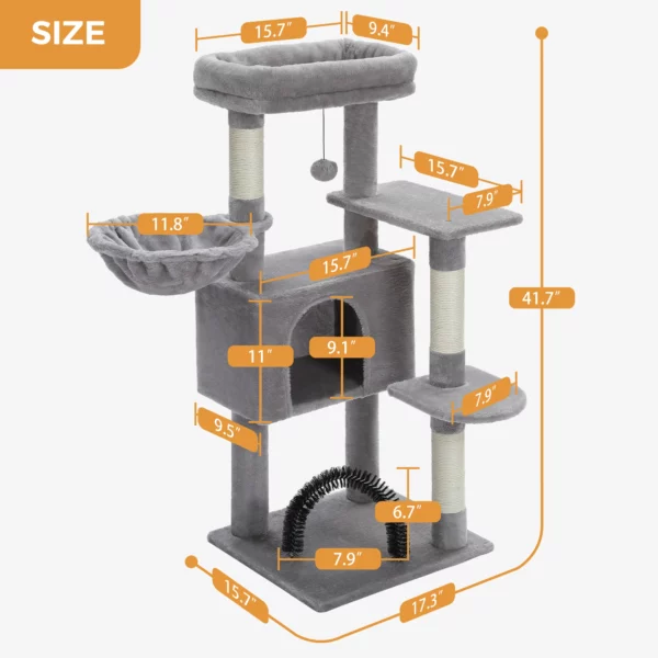 Cat Tree with Toy Cat Tower condo for Indoor Cats Cat House with Padded Plush Perch Cozy Hammock and Sisal Scratching Posts - Image 5