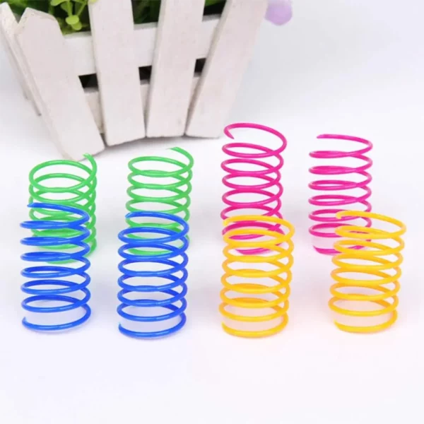 4/200Pcs Cat Spring Toy, Cat Spiral Toys Interactive for Indoor Colorful Cats Plastic Springs Coil for Kitten Hunting Swatting - Image 5