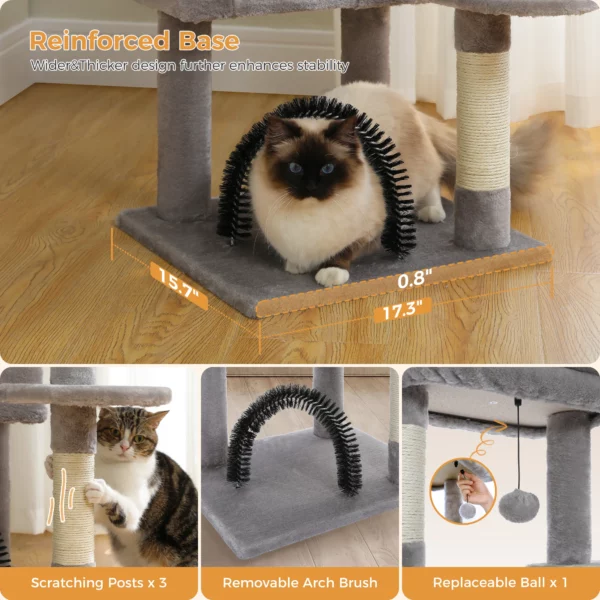 Cat Tree with Toy Cat Tower condo for Indoor Cats Cat House with Padded Plush Perch Cozy Hammock and Sisal Scratching Posts - Image 2