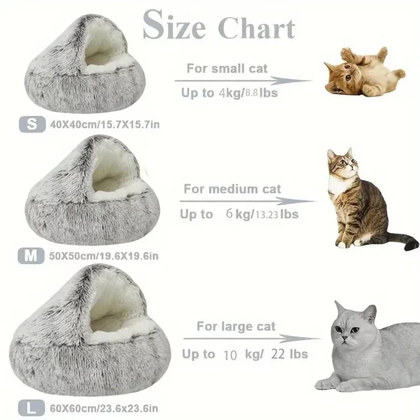 Winter Plush Pet Cat Bed Round Cat Cushion Cat House 2 In 1 Warm Cats Basket Pet Sleep Bag Kitten Nest Kennel for Small Dog Cats - Image 6