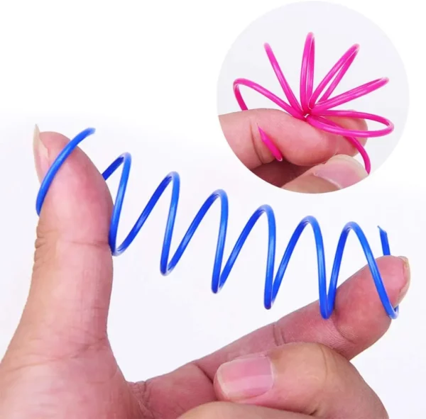 4/200Pcs Cat Spring Toy, Cat Spiral Toys Interactive for Indoor Colorful Cats Plastic Springs Coil for Kitten Hunting Swatting - Image 2